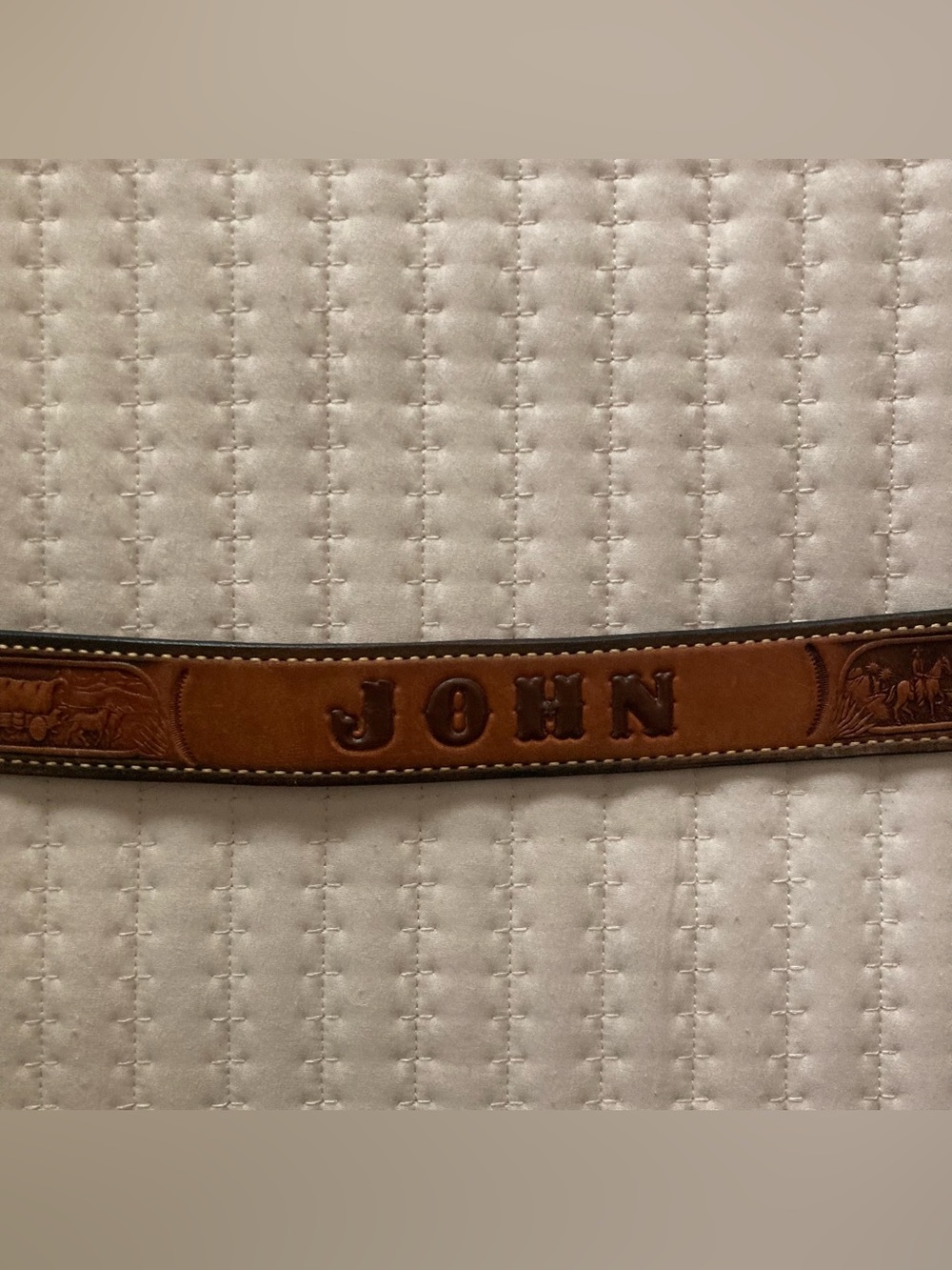 Vintage Textan Brown Genuine Cowhide Leather Western Belt Men’s 38 Tooled John
